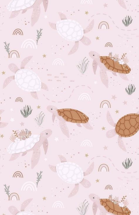 Pink Turtle Wallpaper, Turtle Wallpaper Aesthetic, Pink Sea Turtle, Summer Prints Wallpaper, Turtle Wallpaper, Whatsapp Wallpaper Cute, Normal Wallpaper, Cute Summer Wallpapers, Paper Background Design