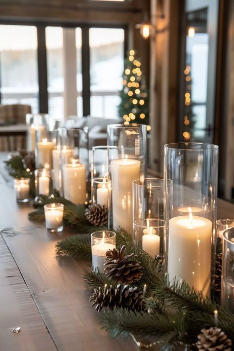 25 Finest Christmas Desk Centerpieces To Recreate On A Funds- #Budget #Centerpieces #Christmas #Recreate #table Check more at https://howcandothis.com/weddingideas/25-finest-christmas-desk-centerpieces-to-recreate-on-a-funds/ Christmas Theme Wedding Reception, Christmas Wedding Long Table Decorations, Winter Birthday Party Centerpieces, Christmas Wedding Centrepiece Ideas, Wedding Ideas On A Budget Winter, Organic Christmas Tablescape, Christmas Star Centerpieces, Candle Themed Wedding, Christmas Evergreen Decor