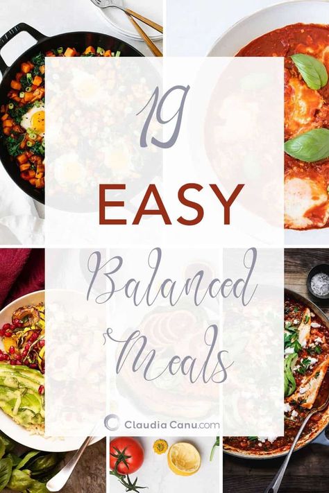 19 Easy Balanced Meals - A list of balanced meals that are easy to make and that will help you keeping healthy eating habits. #healthyeating #balancedmeals #easymeals #onepotmeal #healthymeal | www.claudiacanu.com Balanced Plate Meals, Easy Balanced Meals, Balanced Plate, Meal Ready To Eat, Balanced Meal Plan, Sweet Potato Kale, Chicken And Cabbage, Shrimp And Asparagus, Nutrition And Dietetics