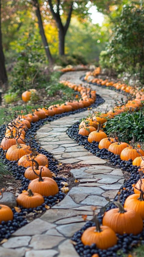 Guide your trick-or-treaters with a Pumpkin Candy Pathway! 🎃🍬 Line your walkway with pumpkins filled with candy for a spooky and fun way to light up your home. Perfect for creating a festive Halloween vibe! 👻🕯️ #PumpkinCandyPathway #TrickOrTreat #HalloweenFun Halloween Pathway Ideas, Pumpkin Walkway, Pathway Ideas, Glow Pumpkin, Pumpkin Candy, Trick Or Treater, Halloween Festival, A Pumpkin, Candy Corn