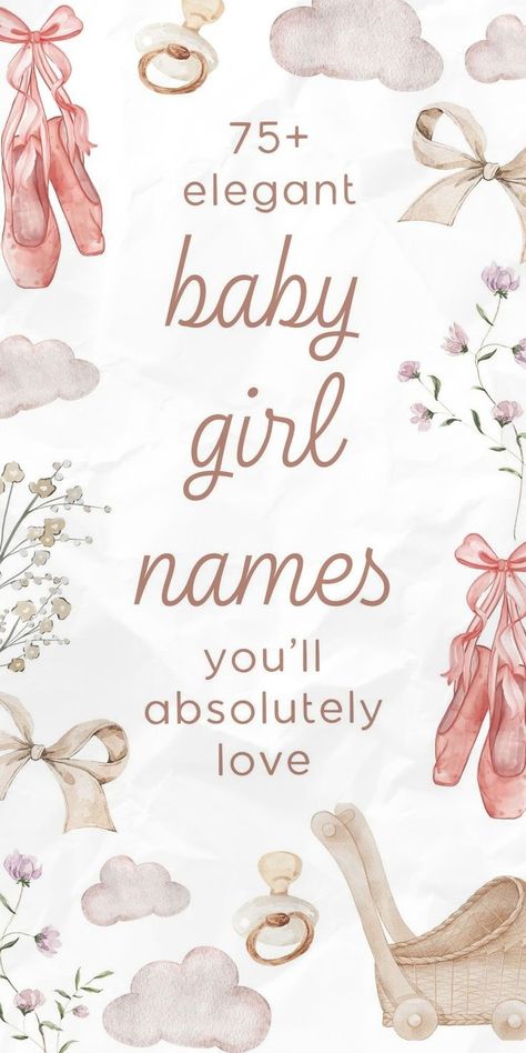 Love aesthetic names for 2024? These elegant girl names are a little cottagecore, and somewhat whimsical but entirely pretty! If your style is kinad posh baby names, kinda rich girl names or gives royal baby girl names, you're going to *love* this one - and I can *guarantee* you'll add at least a handful to your baby names list! (There are tons of super unique names for girls! Kaya Name Meaning, Delilah Name Meaning, Eleanora Name, Doll Names Ideas, Names I Adore Aesthetic, Cecilia Name Meaning, Baby Girl Names Starting With A, Western Baby Names Girl, Emily Astethic