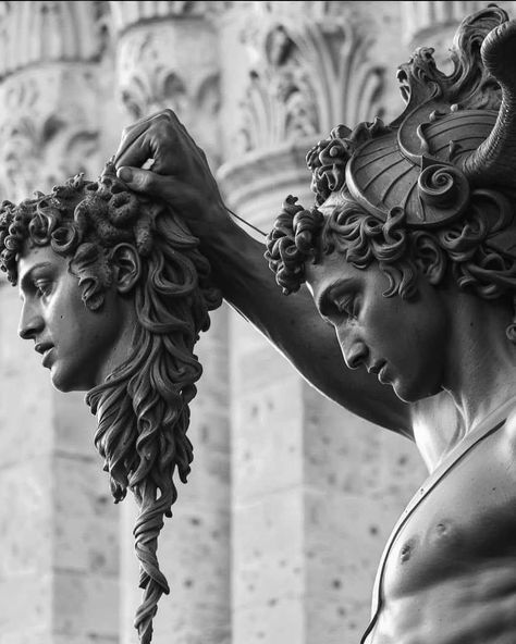 Facebook Perseus And Medusa, Head Of Medusa, Italian Sculpture, Turn To Stone, Angel Aesthetic, Medusa Head, Bronze Sculpture, The Head, Dark Aesthetic