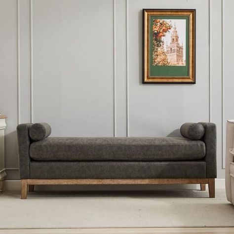 Entryway Footrest Bench Leisure Stool with Two Pillows, Characteristic Indoor Stool Corridor Stool for Mudroom - Bed Bath & Beyond - 41287013 Hallway Benches Entryway, Entryway Dining Benches, Fluted Wood, Settee Bench, Bolster Pillows, Wood Details, Entry Bench, End Of Bed Bench, Bench Pillows