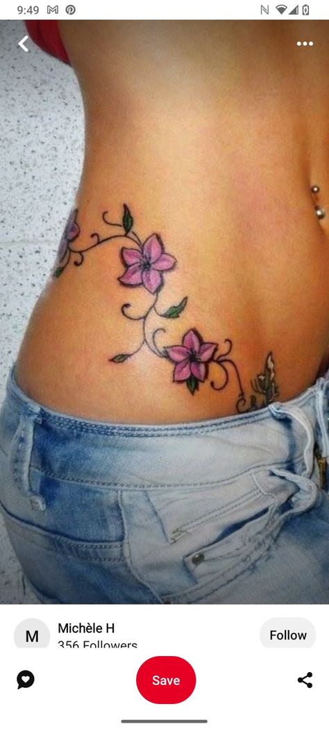 Lower Side Stomach Tattoos Women, Color Bone Tats, Side Waist Tattoo, Side Stomach Tattoos Women, Waist Tattoo, Side Stomach Tattoos, Hawaii Tattoo, Hawaii Tattoos, Stomach Tattoos Women