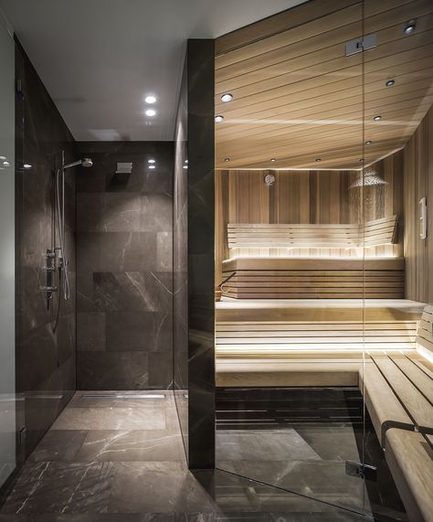 Sauna Bathroom Design, Basement Sauna, Sauna Bathroom, Sauna Shower, Home Spa Room, Indoor Pool Design, Sauna House, Sauna Steam Room, Indoor Sauna