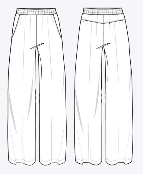 Harem Pants Flat Sketch, Technical Drawing Trousers, Baggy Pants Technical Drawing, Pant Flat Sketch, Pants Technical Drawing, Pants Sketch, Pants Template, Pants Drawing, Clothing Templates