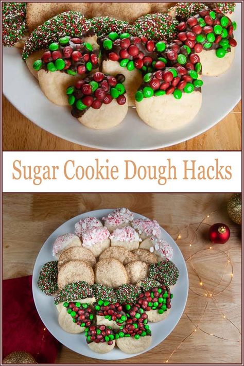 Jazz up sugar cookies fast with these easy store bought sugar cookie dough hacks. Most of these ideas will take you no time at all and use less ingredients than homemade dough. Impress everyone this holiday season or at your next bake sale with these sugar cookie hacks. #cookies #recipe #cookiedoughhacks #baking #christmas Cookie Dough Hacks, Dipped Sugar Cookies, Easy Sugar Cookie Dough, Pillsbury Sugar Cookie Dough, Sugar Cookie Dough Recipe, Pumpkin Spice Sugar Cookies, Pillsbury Sugar Cookies, Spice Sugar Cookies, Sour Cream Sugar Cookies