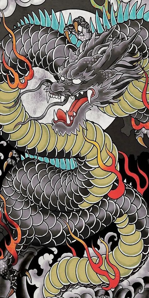 Yakuza Dragon Wallpaper, Ryu Dragon Tattoo, Dragon Illustration Black And White, Traditional Japanese Samurai Art, Japan Dragon Wallpaper, Japanese Tattoo Wallpaper, Traditional Japanese Tattoos Dragon, Dragon Tattoos Japanese, Japanese Dragon Wallpaper