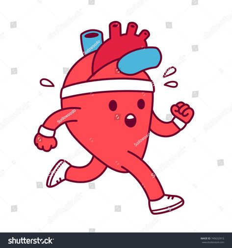 Cartoon healthy heart exercising, vector illustration. Cute heart character in sweatband and running shoes jogging and sweating. #Ad , #SPONSORED, #exercising#vector#illustration#Cartoon Vision Board Project, Human Body Projects, Heart Character, Running Illustration, World Heart Day, Anatomy Sculpture, Wedding Logo Design, Cartoon Heart, Illustration Cute