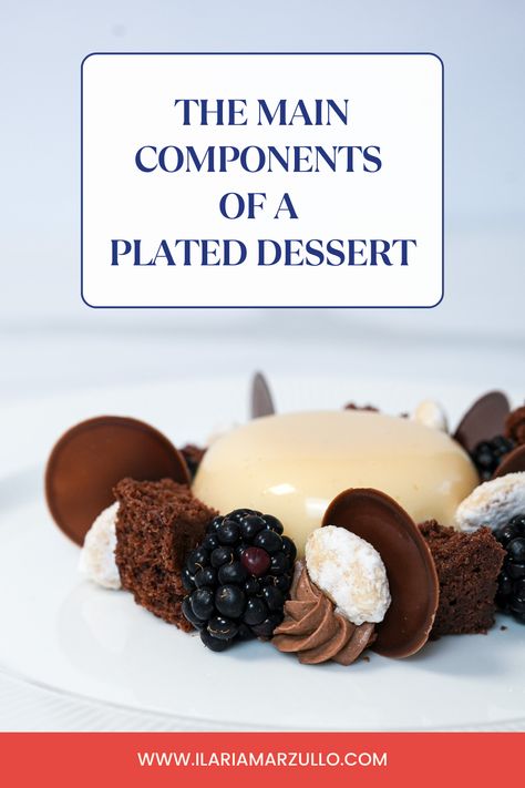 main components of a plated dessert What Are Plated Desserts? Fine Dining Plating Desserts, Plated Desserts Ideas Presentation, Vegan Plated Desserts, Dessert Plating Presentation, Dessert Plating Ideas Fine Dining, Beautiful Desserts Presentation, Dessert Garnish Ideas, Plated Desserts Fine Dining, Dessert Plating Ideas