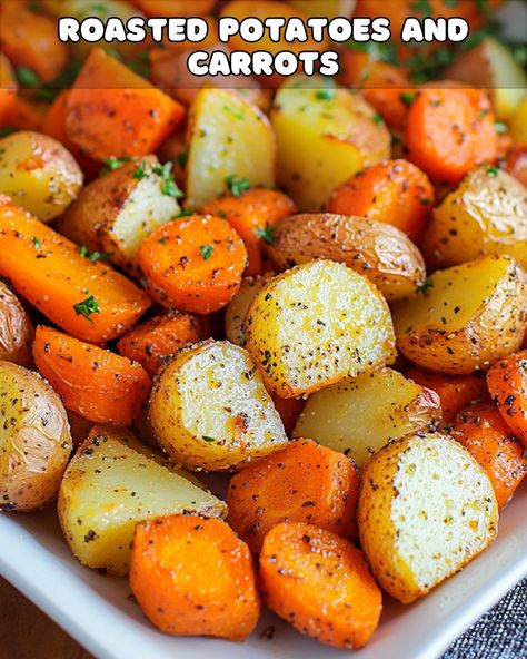 Easy Roasted Potatoes And Carrots, Potato’s And Carrots, Roasted Potatoes And Carrots Crockpot, Roasted Carrots And Potatoes Oven, Roasted Potato And Carrots, The Best Roasted Carrots, Roasted Potatoes And Carrots In Oven, Carrot And Potato Recipes, Potato And Carrot Recipes