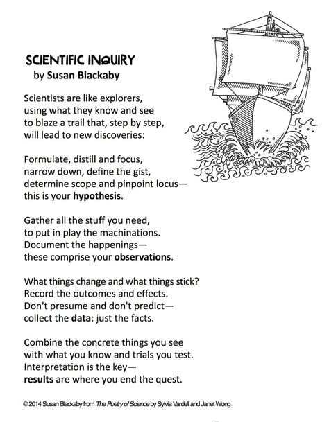 Scientific Inquiry Poem Science Fingerplays, Poem About Science, Science Poetry, Bat Poems, Unique Poems, Science Poems, Sun Poem, Poems For Students, Earth Poems