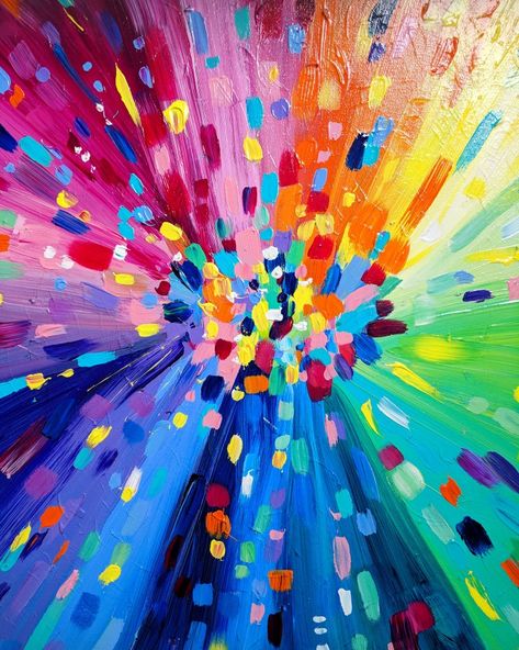 Celebration Of Colour Art, Abstract Colourful Art, Colourful Painting Ideas, Rainbow Art Aesthetic, Colorful Art Ideas, Colourful Art Painting, Rainbow Painting Ideas, Bright Art Painting, Celebration Artwork