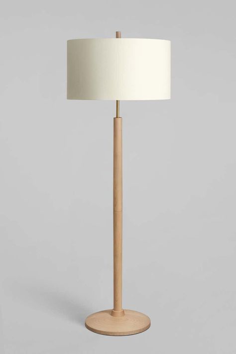 For Sale on 1stdibs - The Altmar II floor lamp pairs a warm, curving disc of figured maple, with a spare, vertical form to hold its large shade. Brass hardware, black fabric-covered Timber Floor Lamp, Japandi Living Room Lamp, Scandi Floor Lamp, Japandi Floor Lamp, Hospital Reference, Scandinavian Floor Lamps, Floor Lamp Wood, Japandi Lamp, Standing Lamp Living Room