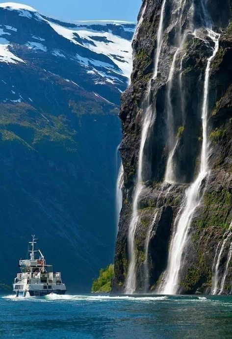 Just in marvelous Geiranger Fjord Norway Travel Guide, Norway Fjords, Norway Travel, World Photo, Beautiful Places Nature, Beautiful Places To Visit, Beautiful Landscapes, The Great Outdoors, Europe Travel