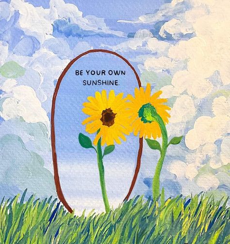 Be Your Own Sunshine Wallpaper, Sunshine Doodle, Be Your Own Sunshine, Sunshine Box, Diy Canvas Art Easy, Good Day Sunshine, Artsy Pictures, Flower Art Drawing, Sunflower Wallpaper