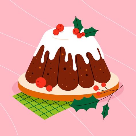 Hand drawn flat christmas pudding illust... | Free Vector #Freepik #freevector #christmas #xmas #hand-drawn #noel Christmas Cake Illustration, Christmas Pudding Illustration, Christmas Food Illustration, Fruits For Breakfast, Pudding Illustration, Christmas Bundt Cake, Christmas Contests, Dessert Illustration, Felted Christmas