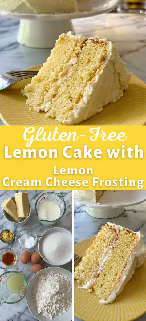 Easy Gluten Free Lemon Cake, Gluten Free Lemon Cake Recipe, Gf Lemon Cake, Gluten Free Cake Mix Recipes, Lemon Cake Gluten Free, Gluten Free Cake Recipes, Gluten Free Wedding Cake, Gluten Free Lemon Cake, Lemon Layer Cake