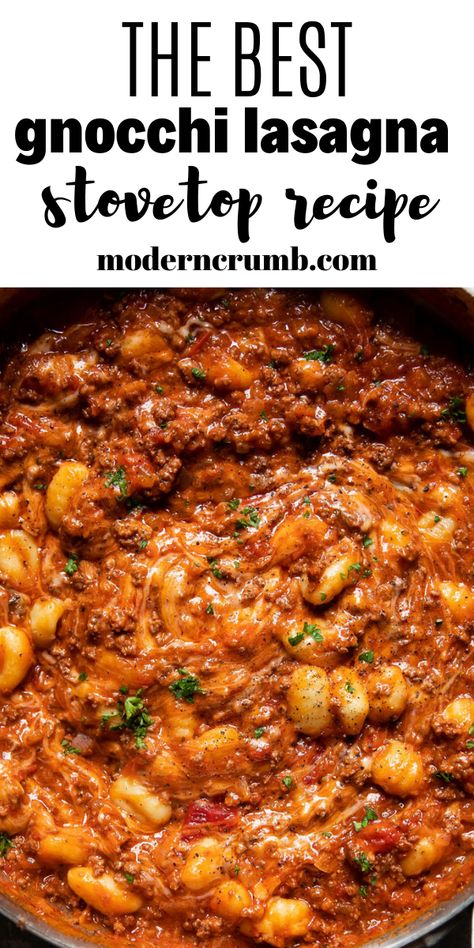 Gnocchi Recipes With Beef, Light And Quick Dinners, Skillet Gnocchi Lasagna, Gnocchi And Minced Beef, Gnocchi With Hamburger Meat, Gnocchi Marinara Recipes, Cheese Stuffed Gnocchi, Gnocchi Hamburger Recipes, Gnocchi Lasagna Recipes