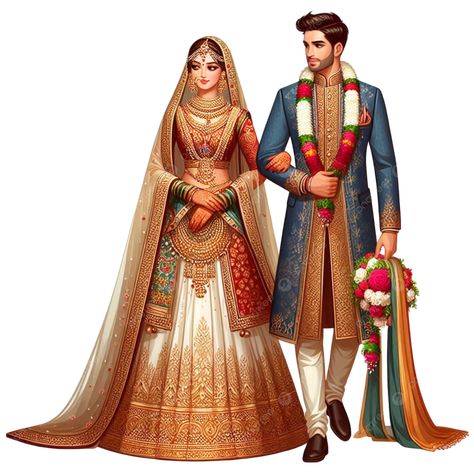 Bride Caricature, Indian Wedding Bride And Groom, Indian Clipart, Bride Cartoon, Groom Cartoon, Reception Couple, Couple Caricature, Couple Illustration Wedding, Bride And Groom Cartoon