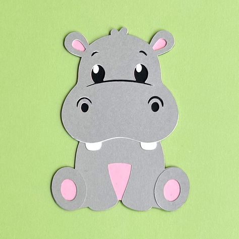 Cute Hippo - Layered Cardstock Hippo Template, Hippopotamus Craft, Hippo Craft, Hippo Crafts, Pink Everything, Cartoon Paper, Cute Hippo, Kid Art, Toddler Art