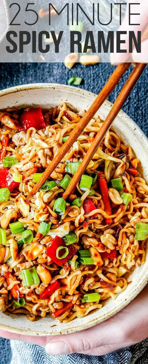 Spicy Chicken Ramen Recipes, Ramen With Chicken Recipes, 20 Min Meals, Ramen Noodle Packet Recipes, Spicy Ramen Noodle Recipes Chicken, Ramen Noodle Recipes Spicy, Spicy Ramen Noodle Recipes Easy, Dinner Recipes Ramen, Easy Spicy Ramen