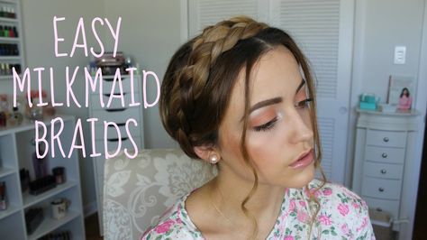 Milkmaid Braids Milkmaid Braid Tutorial, Maiden Braid, Braid Crown Tutorial, Diy Updo, Milkmaid Braid, Easy Updo, Braided Hair Tutorial, Easy Updo Hairstyles, Second Day Hairstyles