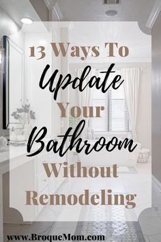 Bring new life to your bathroom without remodeling with these 13 tips! This quick guide gives your access to budget friendly ways on updating your bathroom without the hassle of remodeling. Go ahead, get creative, and start your bathroom update journey today! Update Small Bathroom, Cheap Bathroom Makeover, Basic Bathroom, Small Half Bathroom, Easy Bathroom Updates, Teen Bathrooms, Bathroom Redecorating, Farmhouse Bathroom Design, Bath Makeover