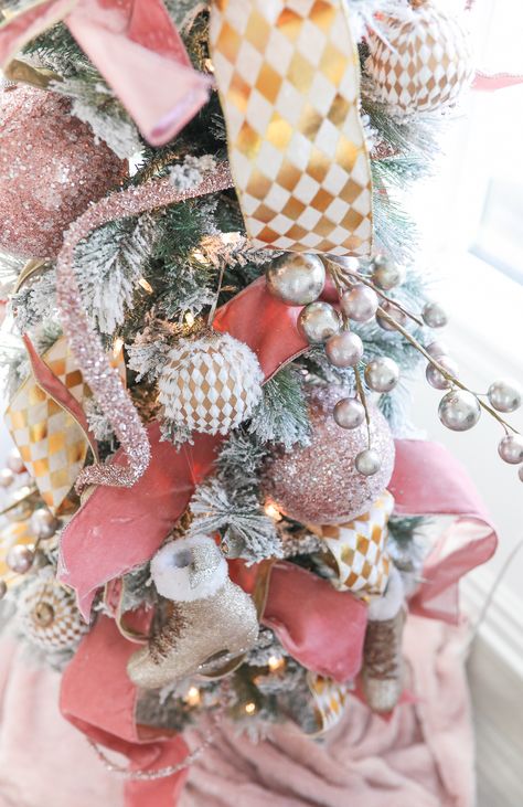 Baby Girl Nursery at Christmastime | life and style | The Sweetest Thing Baby Girl Christmas Tree, Nursery Christmas Tree, Feminine Christmas, Girl Nursery Inspiration, Girl Christmas Tree, Nutcracker Dress, Nursery Christmas, Nursery Details, Heart Basket