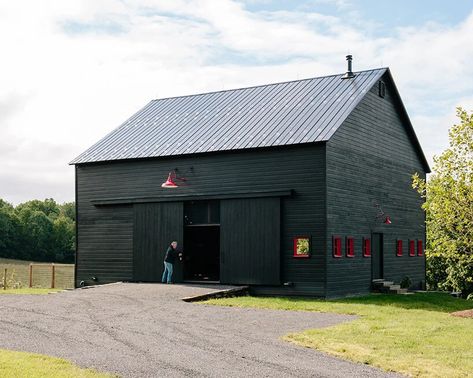 Hall House, Gambrel Roof, Passive Design, Black Barn, Wooden Buildings, Casa Exterior, Passive House, Barn Conversion, Wood Siding