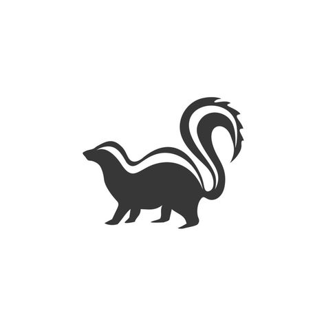 Skunk minimalist silhouette logo design illustration Skunk Illustration, Skunk Cartoon, Skunk Tattoo, Silhouette Logo Design, Animal Outline, Logo Design Illustration, Silhouette Logo, Flat Logo, Minimalist Silhouette