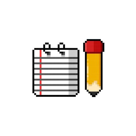 Pixel Art Pencil, Book And Pencil, Pencil Icon, 3d Pixel, Book Icons, Pencil And Paper, Note Book, Logo Banners, Cityscape Photos