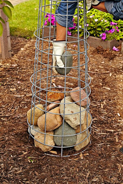 gabion-cage-stones-2d96c483 Planter Pedestal, Small Garden Landscape, Stone Plant, Czech Recipes, Tomato Cages, Rock Garden Landscaping, Garden Containers, Garden Art Projects, Garden Yard Ideas