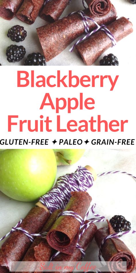 This blackberry apple fruit leather is made with only fruit, so it's a paleo and gluten free snack that kids will love! This homemade recipe uses a dehydrator and with no packaging and no sugar, you'll never buy store bought again. Try it today! #dehydratorrecipes #paleorecipes #paleosnacks #glutenfree #glutenfreerecipes Apple Fruit Leather Recipe, Fruit Leather Recipe Dehydrator, Blackberry Fruit, Fruit Leather Recipe, Gluten Free Snack, Blackberry Recipes, Coffee Blog, Fruit Leather, Easy Paleo