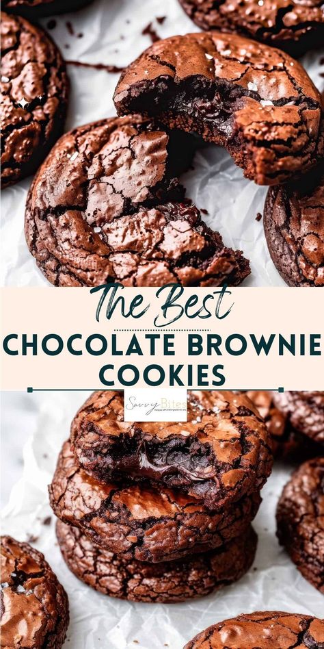 Chewy Chocolate Chocolate Chip Cookies, Crumble Brownie Cookies, The Best Chocolate Brownie Cookies, Fudgy Cookies Recipe, Crinkle Chocolate Cookies, Gooey Chocolate Cookies, Devils Food Cookies Recipes, Semi Sweet Bakers Chocolate Recipes, No Chocolate Cookies