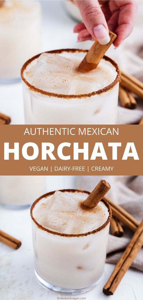 An authentic Mexican drink that's both refreshing and creamy? You're about to learn how to make horchata that's sweet and infused with spice. The best part? It's completely free of dairy! #horchata #veganhorchata #mexicanhorchata #aguasfrescas Horchata Recipe Dairy Free, Dairy Free Horchata Recipe, Oat Horchata, Pistachio Horchata, Horchata Protein Shake, Spiked Horchata, Vegan Horchata Recipe, Coconut Horchata, Dairy Free Horchata