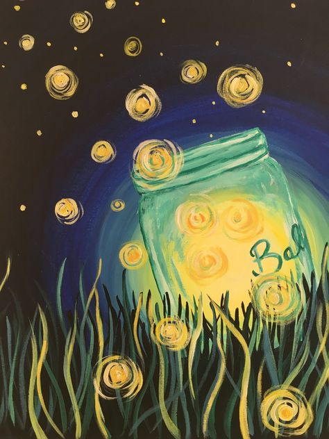 Firefly Painting Acrylic, Fireflies Drawing Illustration, How To Paint Fireflies, Firefly Painting Ideas, Firefly Paintings, Firefly Drawing Illustration, Fireflies Drawing, Firefly Watercolor, Fireflies Illustration