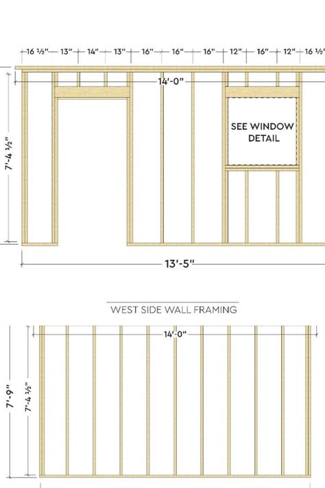 Framing Shed Walls, Framing A Door, How To Build A Wall With A Door, How To Frame A Wall, How To Build A Wall, How To Frame A House, Shed Framing, Door Framing, 12x20 Shed Plans