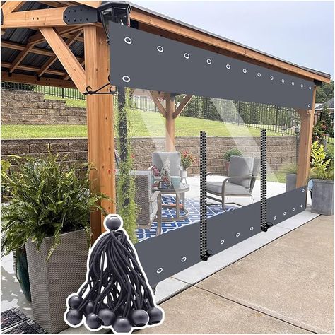 Amazon.com: Waterproof Pergola Side Panels with Zipper and Eyelets, Outdoor Vinyl Curtain Transparent Waterproof Tarpaulin Panel for Patio, Pergola, Porch, Gazebos Partition Curtain HSYFdy (Size : 13'wx9'h(4 x2. : Patio, Lawn & Garden Patio Wind Break Ideas, Patio Roof Extension Ideas, Waterproof Pergola, Curtain Balcony, Enclosed Patio Ideas, Pergola Porch, Bbq Shack, Backyard Solar Lights, Screened In Porch Diy