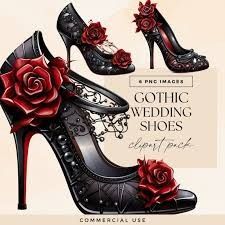 Black And Red Wedding Heels, Black And Red High Heels, Black And Red Wedding Shoes, Gothic Wedding Shoes, Black And Red Heels, Red And Black Heels, Heels Png, Alternative Wedding Shoes, Shoes Clipart