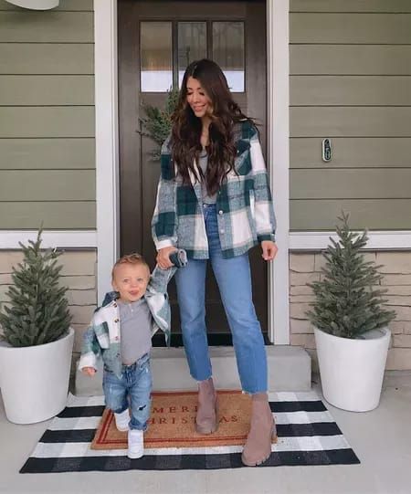 Cute mama and me matching! Crews jacket is $10 bucks! I’m wearing a size small in mine! #falllooks .#falloutfits #mommyandme #matching #LTKHoliday #LTKunder50 #LTKbaby Mommy And Me Fall Outfits, Flannel Fashion, Green Flannel, Mommy And Me Shirt, Mom Fashion, Trendy Mom, Henley T Shirt, Mommy And Me Outfits, Special Occasion Outfits