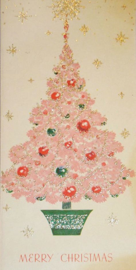 Usa Crafts, Xmas Images, Vintage Pink Christmas, Christmas Holiday Greetings, Pink Xmas, Pink Tree, Vintage Christmas Images, Trees Christmas, Purple Christmas