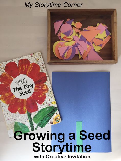 Grow a Seed Storytime and Creative Invitation from My Storytime Corner    | Spring | Gardens | Preschool | Circle time | Group time | Shapes | Flowers | Eric Carle Preschool Plants, Seeds Preschool, Flower Activities, Storybook Crafts, Storytime Ideas, Preschool Spring, Preschool Garden, Spring Gardens, Art Preschool