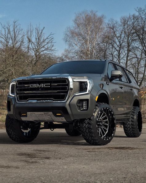 TIS Wheels (@tiswheels) posted on Instagram: “What do you think of the 2021 GMC Yukon?  Shown here in 24" TIS 547BM wheels.  Find a dealer near you at the link in bio.  @ATDWheels…” • Jul 16, 2020 at 8:16am UTC Lifted Suburban, Gmc Denali Truck, Denali Truck, Jacked Up Chevy, Gmc Suv, Jacked Up Truck, Luxury Vehicle, Gmc Vehicles, Yukon Denali