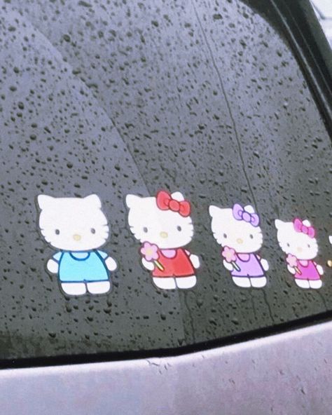 Sanrio Car Stickers, Hello Kitty Car Sticker, Sanrio Car, Hello Kitty Car, Car Things, Vroom Vroom, Car Sticker, Dream Car, Car Decals