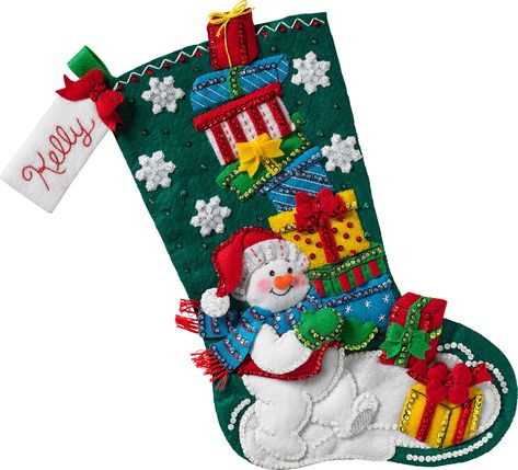 PRICES MAY VARY. BEAUTIFUL STOCKING - This unique 18" felt applique stocking is the perfect embroidery kit for your holiday décor. Fill this stocking with your favorite stocking stuffers to make the holidays special FESTIVE DESIGN - This unique Christmas stocking features a snowman carrying a large stack of presents - perfect for any holiday celebration! COMPREHENSIVE KIT- This embroidery kit comes with the basic materials needed to create an 18” stocking, including stamped felt, cotton embroide Bucilla Felt Stocking Kits, Felt Stocking Kit, Tropical Wedding Bouquets, Unique Christmas Stockings, Vintage Christmas Stockings, Felt Stocking, Handmade Stocking, Applique Kit, Stocking Holders