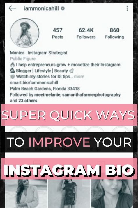 These three tips to iimrpove your Instagram bio will help you gain more followers on Instagram and grow your business with Instagram strategy. Instagram Bio For Influencer, Insta Bio For Business Account, Instagram Bio Ideas For Influencer, Foodie Instagram Bio, Affiliate Marketing Bio For Instagram, Personal Instagram Bio Examples, Instagram Bio Ideas For Moms, Instagram Bio For Business Account, Influencer Bio Ideas