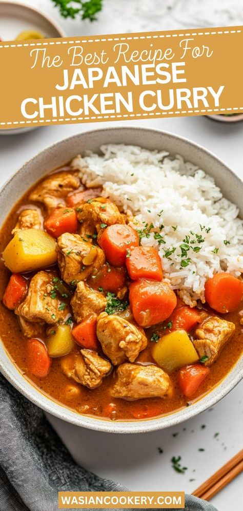 A bowl of rich Japanese curry featuring tender chicken and colorful vegetables served with rice. Gluten Free Japanese Curry, Easy Japanese Curry, Homemade Japanese Curry, Japanese Curry Recipe, Japanese Chicken Curry, Easy Home Recipes, Japanese Chicken, Japanese Dinner, Chicken Curry Recipe