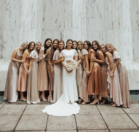 Neutral Colors For Wedding Guests, Different Taupe Bridesmaid Dresses, Taupe Wedding Colors Bridesmaid Dress, Nude Bridal Party Dresses, Mismatched Tan Bridesmaid Dresses, Boho Neutral Bridesmaid Dresses, Brown And Cream Bridesmaid Dresses, Beige Brown Bridesmaid Dresses, Earth Tone Color Palette Bridesmaids