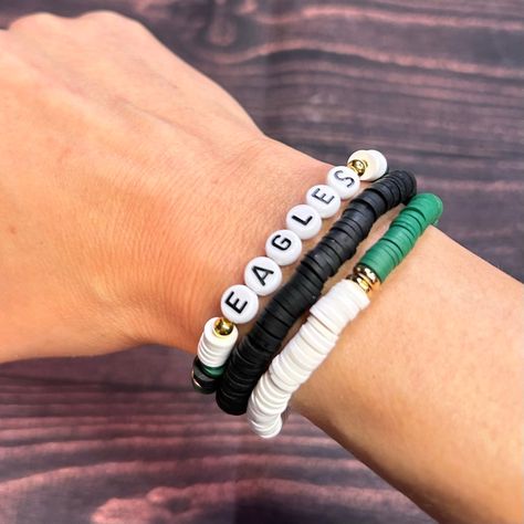 Eagles Bracelet, Eagles Game Day, Eagles Philly, Football Eagles, Eagles Game, Philly Eagles, Painted Nikes, Stacked Bracelets, Philadelphia Eagles Fans